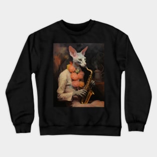 Saxophonic Feline Serenade Crewneck Sweatshirt